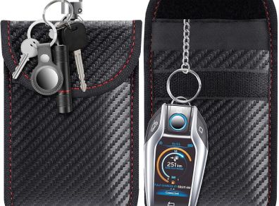 lanpard Faraday Pouch for car Keys,2 Pack Faraday Bag | Car Key Signal Blocking Pouch | Keyless Entry Car Keys Case | RFID Blocker Bag for Car Security | Anti-Theft Remote Entry Keyless Protect