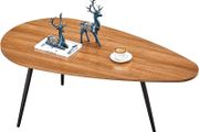 Coffee Table Living Room Mid Century Drop Shape Accent Oval Table Contemporary Style Leisure Tea Table Cocktail Table, 42.5Inch, Walnut Oak