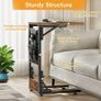 Foldable Side Table Bedside Table with Storage Bag, Metal Frame Coffee Table for Living Room Bedroom Office, Rustic Brown Image 4