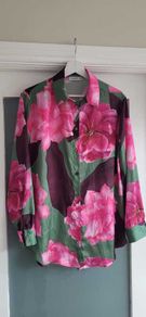 GALLERY green and pink floral blouse Sz 10UK