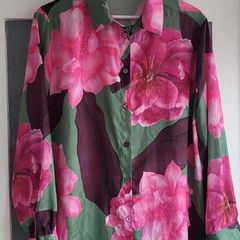 GALLERY green and pink floral blouse Sz 10UK