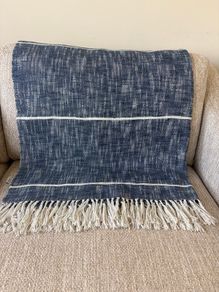 Pomax Navy & white Throw