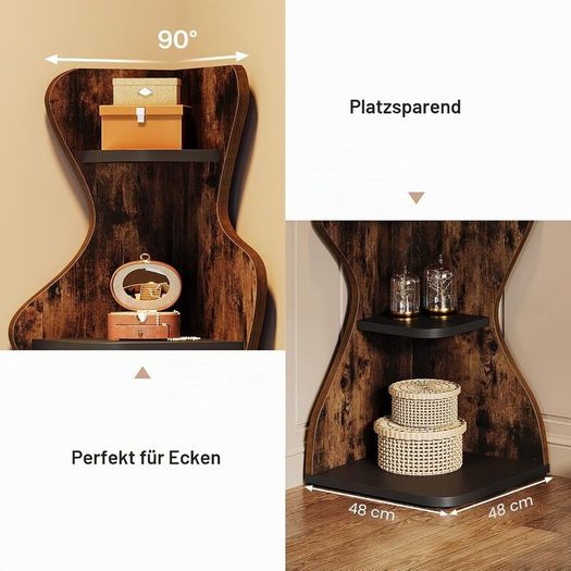5 Tier Corner Shelf, Wooden Corner Bookcase, Freestanding Display Storage Shelf, Plant Stand for Living Room, Bedroom & Small Spaces