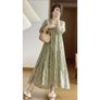 Zara cotton summer dress, green tones Image 3