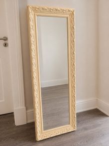 Ornate Cream Full-Length Floor Mirror, Vintage Style