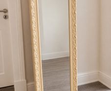 Ornate Cream Full-Length Floor Mirror, Vintage Style