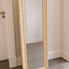 Ornate Cream Full-Length Floor Mirror, Vintage Style