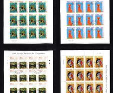 2004 Ireland Celebrating 50 Years of Children's Art (1955-2004) Commemorative Stamps Sheetlet Plate 1A1A1A1A Fine CDS Used with Dublin cancel of 30th June 2004 (First day of issued) on envelope extract