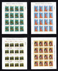 2004 Ireland Celebrating 50 Years of Children's Art (1955-2004) Commemorative Stamps Sheetlet Plate 1A1A1A1A Fine CDS Used with Dublin cancel of 30th June 2004 (First day of issued) on envelope extract