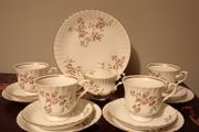 Vintage Chodziez Porcelain Tea Set. Flowery Pattern, Made in Poland.