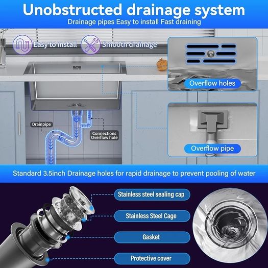 Stainless Steel kitche Sink,50 x 43cm,Inset Kitchen Sink,with Waste Kit,Drain Pipe,Pull-Out Drainer Basket,Suitable for Bathroom,Caravan Travelling