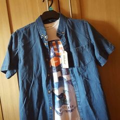 Boys two piece t-shirt with denim shirt size 11-12