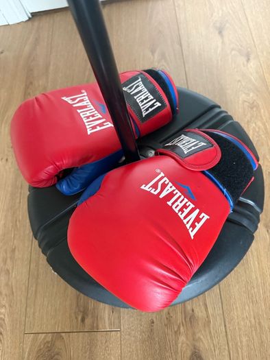 Everlast free standing punch bag and gloves