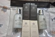 Molton Brown Fragrance. New. 4 x fragrance 2 x comdituoner and make up bag