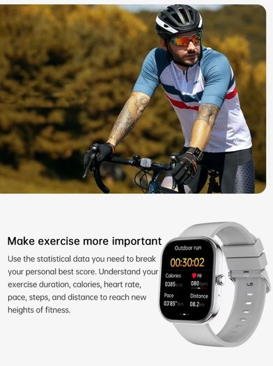 2025 Smart Watch 2.01" HD Display Waterproof Fitness Tracker Heart Rate Monitor