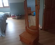 Tall standing Pine Mirror with drawer
