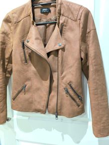 ONLY faux leather biker jacket camel brown size 36 worn few times