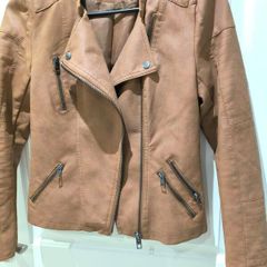ONLY faux leather biker jacket camel brown size 36 worn few times