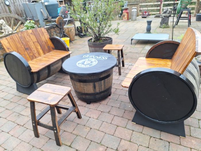 Oak barrel garden furniture