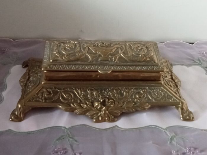Vintage Large Art Nouveau  Brass Stamp Holder