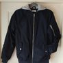 Boys navy bomber jacket with detachable hood Image 2