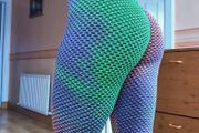 Tie Dye Honeycomb Textured Ruched Bum Leggings, size 10