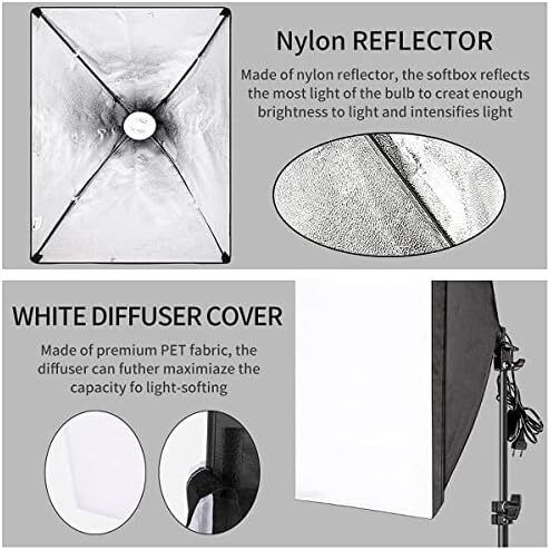 Photography Lighting Kit 2x 135W Continuous Lighting Kit 20"x28"/50x70cm Softbox Soft Box Photo Studio Set Light Bulbs Lamp 5500K Photography E27 Socket Softboxes UK Plug
