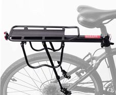 Bike Rear Rack, Bicycle Rear Back Seat Luggage Rack Holder Carrier for Panniers Bags, Luggage, Cargo, 50kg Load, Aluminum Alloy Adjustable with Reflector for Cycling Camping Touring Sport (FREE POSTAGE)