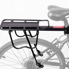Bike Rear Rack, Bicycle Rear Back Seat Luggage Rack Holder Carrier for Panniers Bags, Luggage, Cargo, 50kg Load, Aluminum Alloy Adjustable with Reflector for Cycling Camping Touring Sport (FREE POSTAGE)