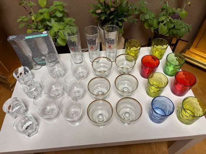 Large set of various glasses