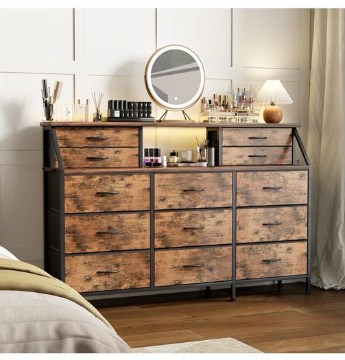 Dresser for Bedroom with 13 Drawers, 55 inch Wide Chest of Drawers