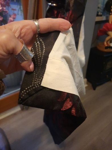 black/red lined curtains