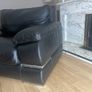 black Leather Armchair featuring plush pillow top arms and chrome accent feet need gone ASAP due to house clearance Image 4