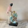 Hand-Carved Rose Quartz Parrot on Raw Amazonite & Crystal Matrix Base Image 3