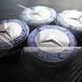 Mercedes Benz Classic 75mm Chrome / Blue 4 x Wheel Center Caps Cap Hub Image 6