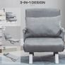 Single Sofa Bed Adjustable Suede Small for Small Spaces Single Person Grey Image 3