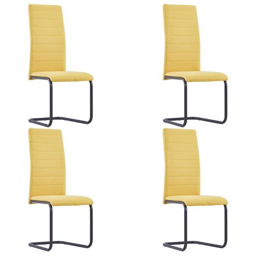 Cantilever Dining Chairs 4 pcs Yellow Fabric