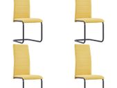 Cantilever Dining Chairs 4 pcs Yellow Fabric