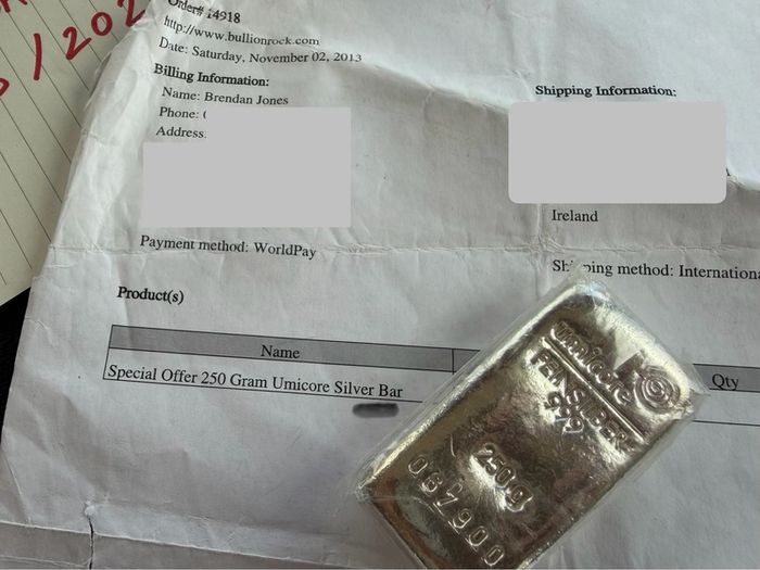250g silver Umicore bar 999