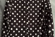 Dancing Leopard Black White Polka Dot Long Sleeve Top Button Up Shirt Size UK 10