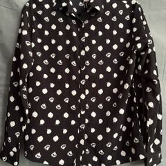Dancing Leopard Black White Polka Dot Long Sleeve Top Button Up Shirt Size UK 10