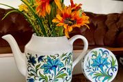 Vintage Midwinter Spanish Garden Teapot Jessie Tait MCM Floral Ceramic
