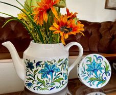 Vintage Midwinter Spanish Garden Teapot Jessie Tait MCM Floral Ceramic