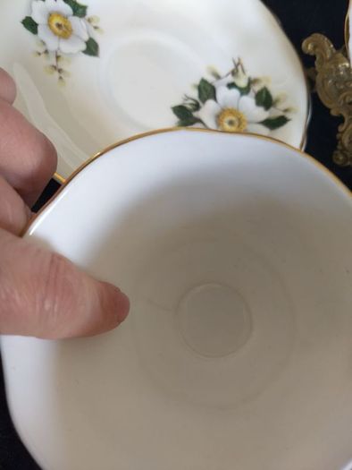Fabulous Arklow Pottery Bone China Trio in "Display-Only" Condition - a Lovely Floral Pattern in White, Yellow and Green.
