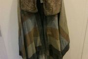 Fur collared cape shawl NEW