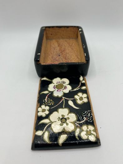 Vintage Hand-Painted Kashmiri Lacquer Sliding Trinket Box