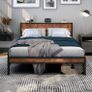 King Size Bed Frame with Storage Wooden Headboard Image 9