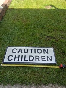 Caution Children Aluminum Street Sign (32x12 Inches)