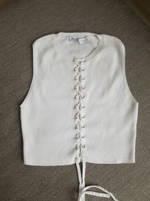 Zara white fine knit top uk 8-10