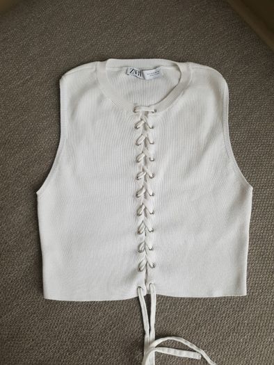 Zara white fine knit top uk 8-10